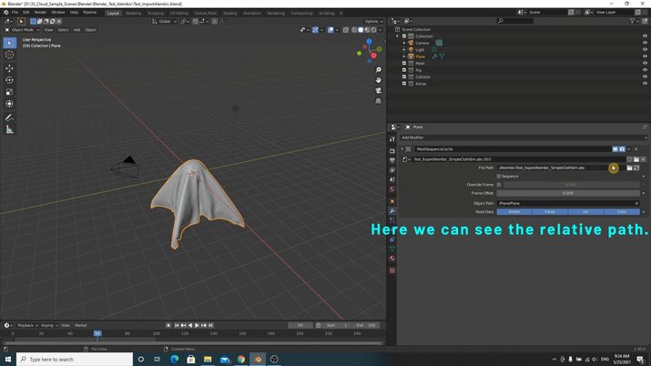 The file path is relative in Blender